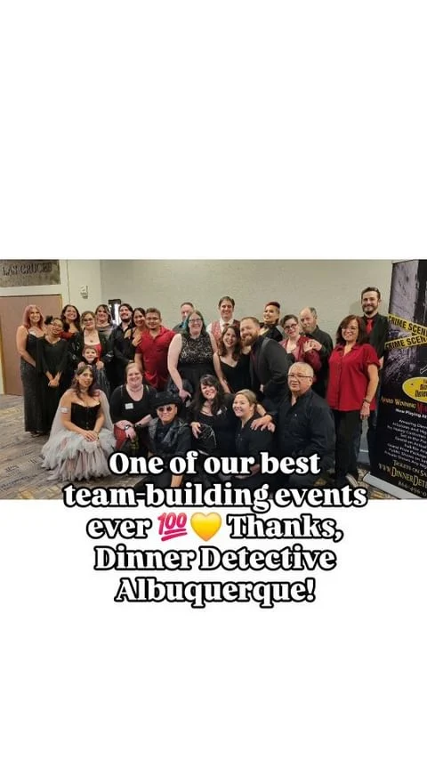 🕵️‍♀️🍽️ Our team turned into detectives for a night, and let’s just say… we CRACKED the case and had an absolute blast! So much laughter filled the room—definitely one of our best team-building events yet! 🤩🔍

Huge thanks to Dinner Detective of Albuquerque for the unforgettable night! dinnerdetective

Have you ever tried a detective dinner? Let us know in the comments below! 👇🧐
.
.
#TeamBuildingFun #CityOfVision #DinnerDetective #rioranchobusiness  #bernalillo  #burque #nmtrue #nmsmallbusiness #aroundabq #Womeninoptometry #eyecareprofessionals #eyedoc #womeninmedicine #doctorsofinstagram #healthprofessionals #teambuilding #teamouting #teamappreciationday