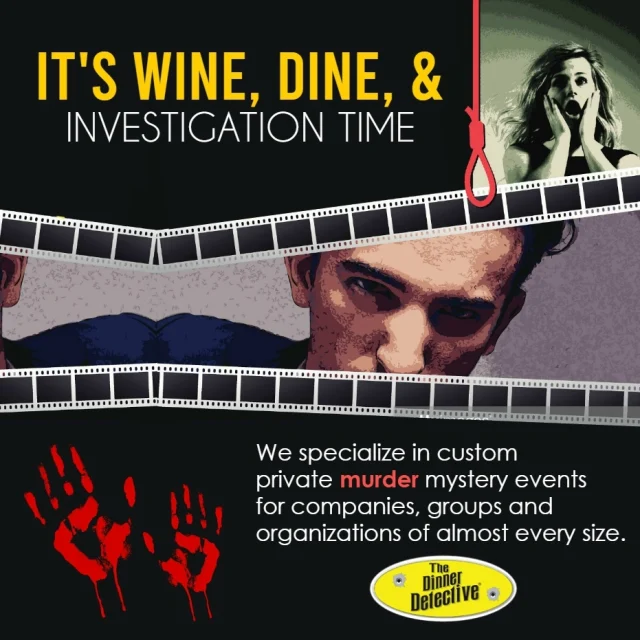 🔍 Ready for a night of suspense and surprises? At The Dinner Detective, you’ll enjoy a delicious meal while solving a thrilling mystery. Think you can catch the culprit? Join us and put your detective skills to the test! 🍽️🕵️ #TheDinnerDetective #MysteryNight