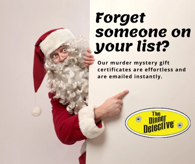 The Gift of Mystery! 🎁

Looking for the perfect holiday gift? Skip the socks and scented candles this year. Give the gift of thrills, laughter, and unforgettable memories with a Dinner Detective Gift Card! 🍽️🕵️‍♀️

It’s the kind of present that makes you the hero of every mystery-loving friend or family member. Whether it’s for date night, family fun, or a unique night out, it’s the one gift that’s never predictable.

🎄 Get your gift cards today and let the whodunnit fun begin!

👉 Link in bio

#TheDinnerDetective #DinnerDetective #HolidayMysteries #GiftOfExperience #HolidayGiftIdeas