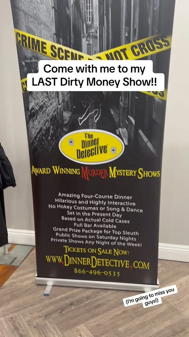 Come with me to my LAST Dirty Money and dinnerdetective show in Baton Rouge! To say I am grateful for this opportunity and this cast……is an understatement.

Life is crazy.
#dinnerdetective #batonrouge #travellife #actorlife #traveltheworld #traveltheater #travelgram #theater #theaterlife #whodunit #loveyourlife #dirtymoneytour