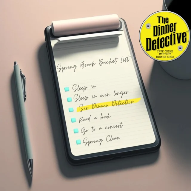 🌸 Spring Break Plans? Solve a Mystery! 🔎

Beach? Overcrowded. 🏖️
Movie night? Predictable. 🍿
Another night scrolling on your phone? Boring. 📱💤

This Spring Break, do something unforgettable—step into a real-life mystery! 🕵️‍♂️✨

At The Dinner Detective, you’ll enjoy a hilarious, action-packed mystery show while indulging in a delicious dinner. But beware… the killer could be ANYONE—even you! 😱

📍 Lincoln Marriott Cornhusker Hotel
📅 April 5th, 6pm

Whether you're home for break or traveling with friends, this is the perfect adventure to spice up your spring! 🌷

🎟️ Secure your seats before they vanish: https://www.thedinnerdetective.com/lincoln/murder-mystery-tickets-showtimes/

Tag your Spring Break crew and get ready for a night of laughs, suspense, and surprises! 🍽️🔍

#SpringBreak #DinnerDetective #SolveTheMystery #MurderMysteryDinner #BestNightEver